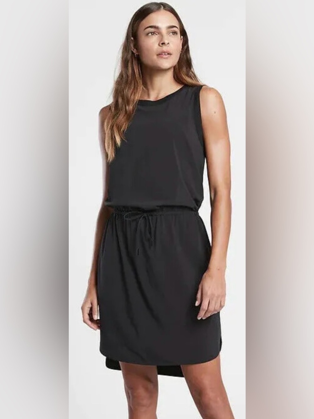 Athleta Black Sleeveless Tie-Waist Mini Dress - Picture 2 of 3